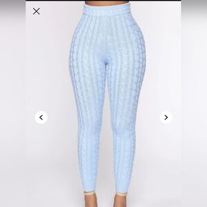 Sky Blue Textured Women's Leggings